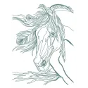 Sad dreamy horse one color embroidery design showcasing a whimsical equine motif for creative stitching projects.