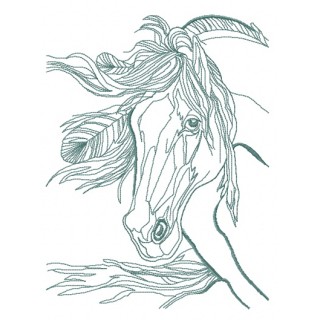 Sad dreamy horse one color embroidery design - Embroidery Design