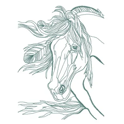 Sad dreamy horse one color embroidery design showcasing a whimsical equine motif for creative stitching projects.