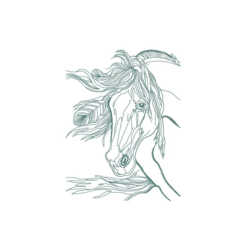 Sad dreamy horse one color embroidery design showcasing a whimsical equine motif for creative stitching projects.