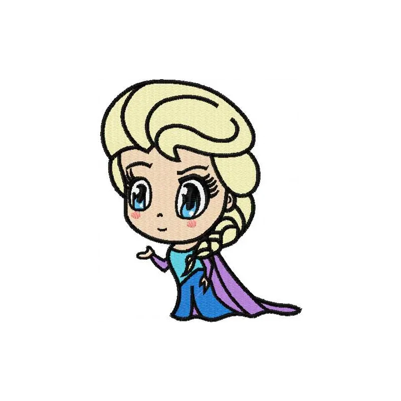 Preview of Elsa Chibi 3 embroidery design featuring a whimsical character from Frozen, ideal for creative stitching projects.