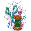 Needlework set embroidery design featuring creative patterns for embellishing various fabrics and projects.