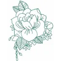 Vintage green rose embroidery design showcasing intricate floral stitching patterns for various projects.