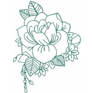 Vintage green rose embroidery design - Embroidery Design