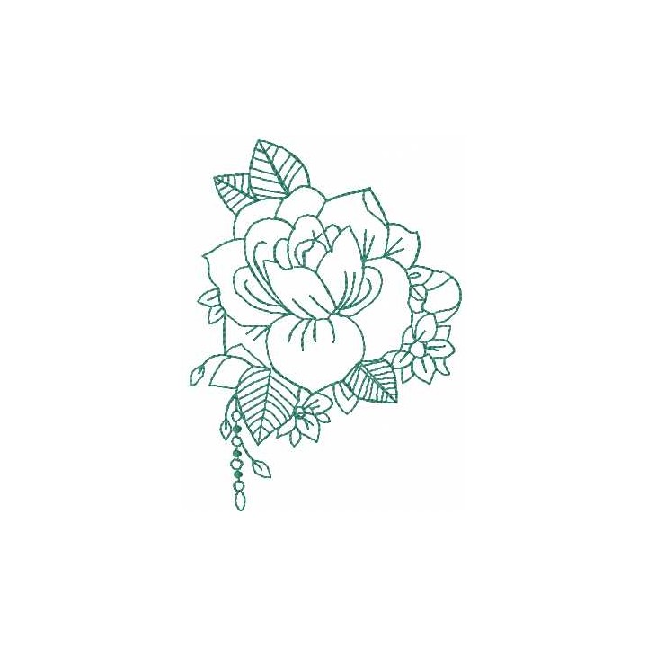 Vintage green rose embroidery design - Embroidery Design