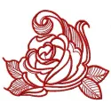 Red swirl rose embroidery design featuring intricate floral motifs, ideal for embellishing fabric items.