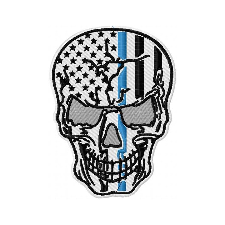 Patriotic skull embroidery design - Embroidery Design