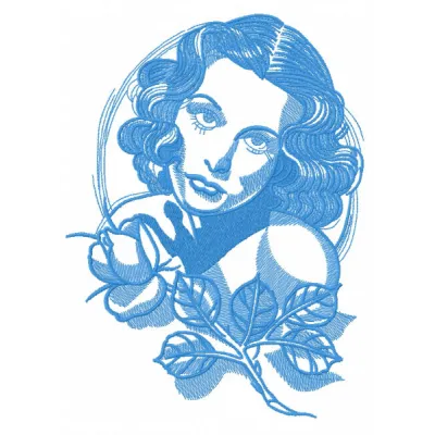 Femme Fatale 2 embroidery design showcasing a stylish, bold motif for girls and women, ideal for various projects.
