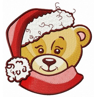 Adorable bear in Santa hat embroidery design - Embroidery Design