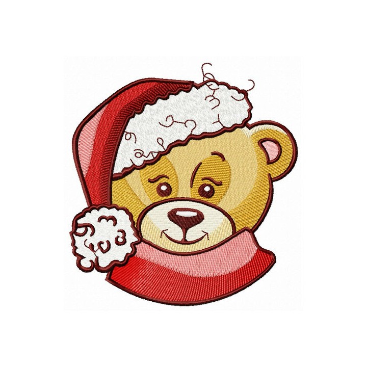 Adorable bear in Santa hat embroidery design - Embroidery Design