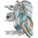 Dreamy sad horse embroidery design showcasing a detailed stitched motif of a horse in soft colors.