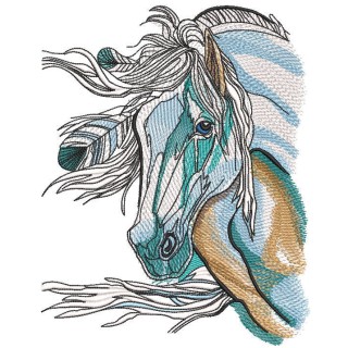 Dreamy sad horse embroidery design - Embroidery Design