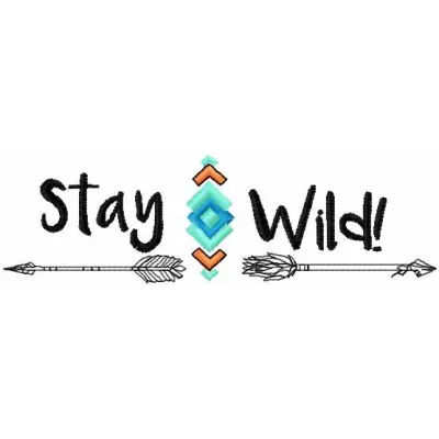 Preview of the Stay Wild 2 embroidery design featuring tribal symbols, ideal for stitching on various fabrics.