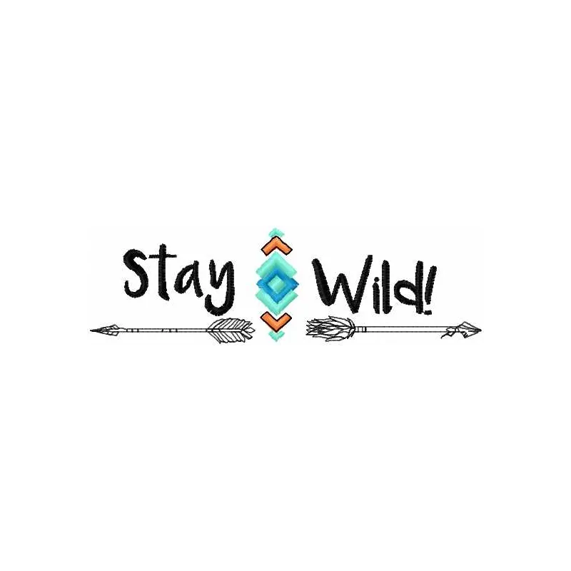 Preview of the Stay Wild 2 embroidery design featuring tribal symbols, ideal for stitching on various fabrics.