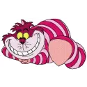 Cheshire Cat 15 embroidery design featuring the whimsical character from Alice in Wonderland, perfect for creative projects.
