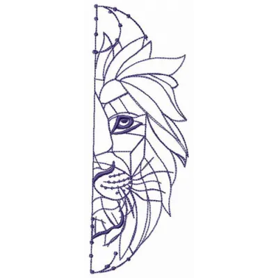 Crystal lion embroidery design showcasing intricate stitching patterns for animal-themed projects.