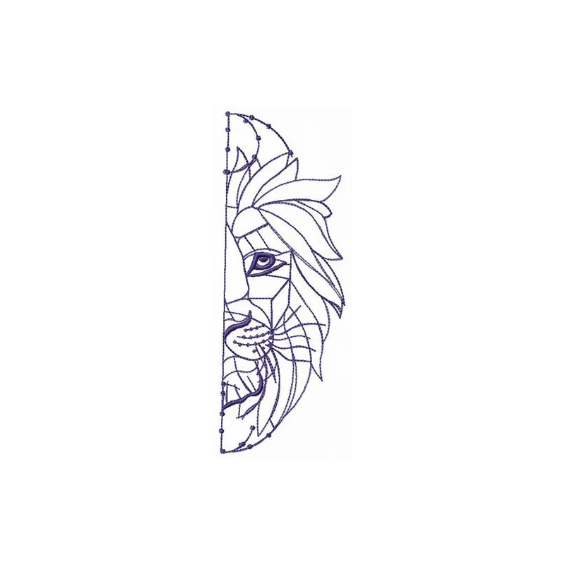 Crystal lion embroidery design showcasing intricate stitching patterns for animal-themed projects.