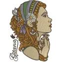 Gitana embroidery design showcasing intricate floral motifs, ideal for girls' clothing and accessories.