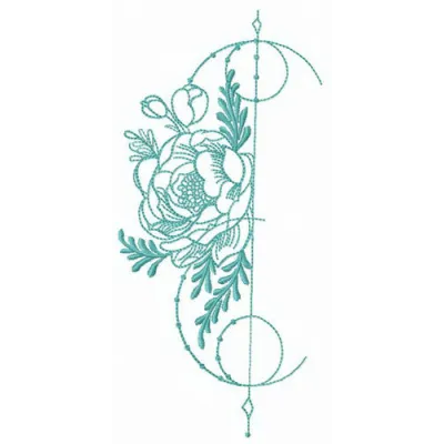 Floral decoration element embroidery design showcasing intricate flower motifs for creative stitching projects.