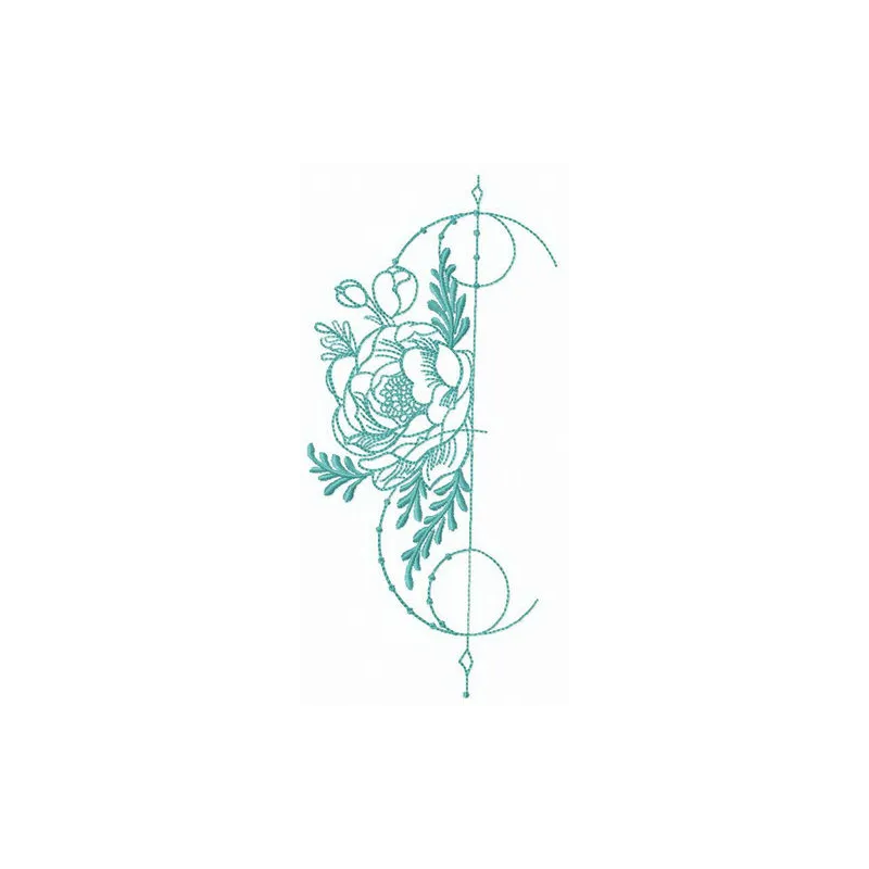 Floral decoration element embroidery design showcasing intricate flower motifs for creative stitching projects.