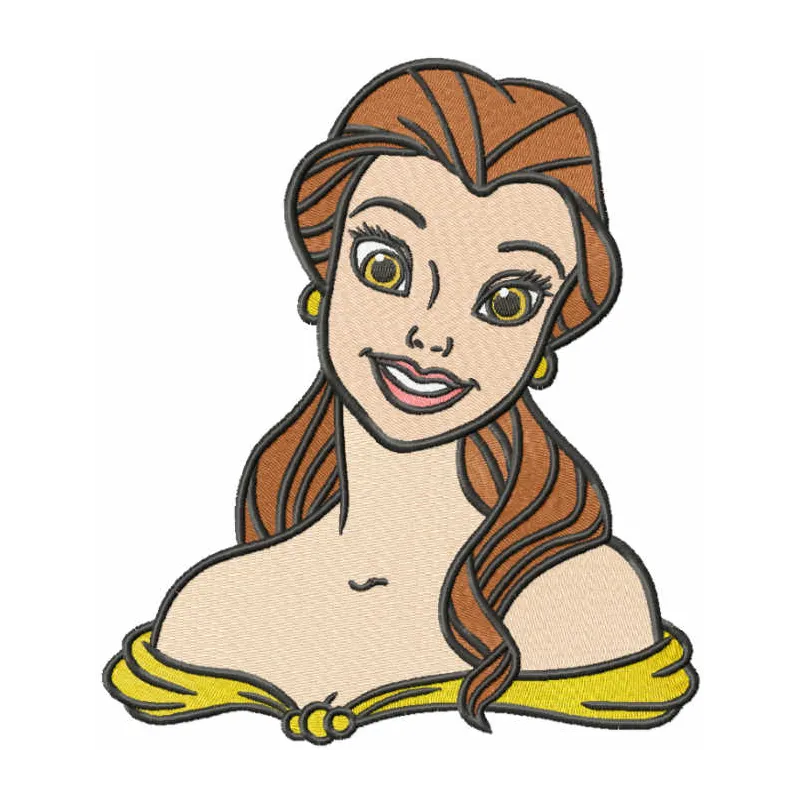 Pretty Belle embroidery design inspired by Beauty and the Beast, showcasing delicate stitched motifs for creative projects.