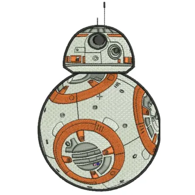Embroidery design featuring Star Wars BB-8, perfect for stitching on t-shirts or tote bags.