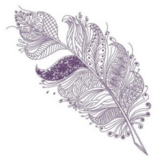 Feather with floral and geometric pattern embroidery design - Embroidery Design