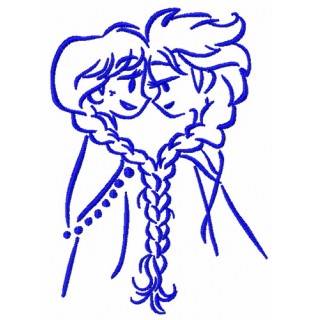 Frozen sisters sketch embroidery design - Embroidery Design