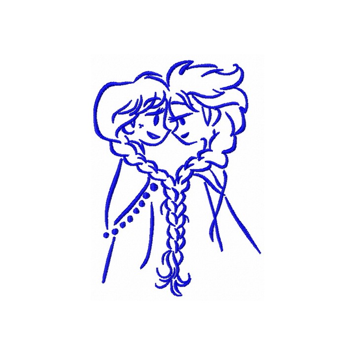 Frozen sisters sketch embroidery design - Embroidery Design
