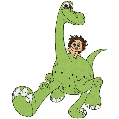 Preview of the Arlo and Spot 5 embroidery design from The Good Dinosaur collection for creative stitching projects.