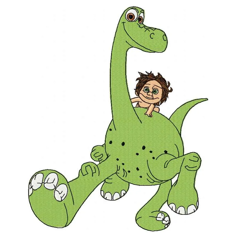 Preview of the Arlo and Spot 5 embroidery design from The Good Dinosaur collection for creative stitching projects.