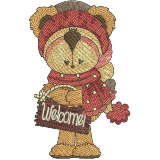 Teddy welcome embroidery design - Embroidery Design
