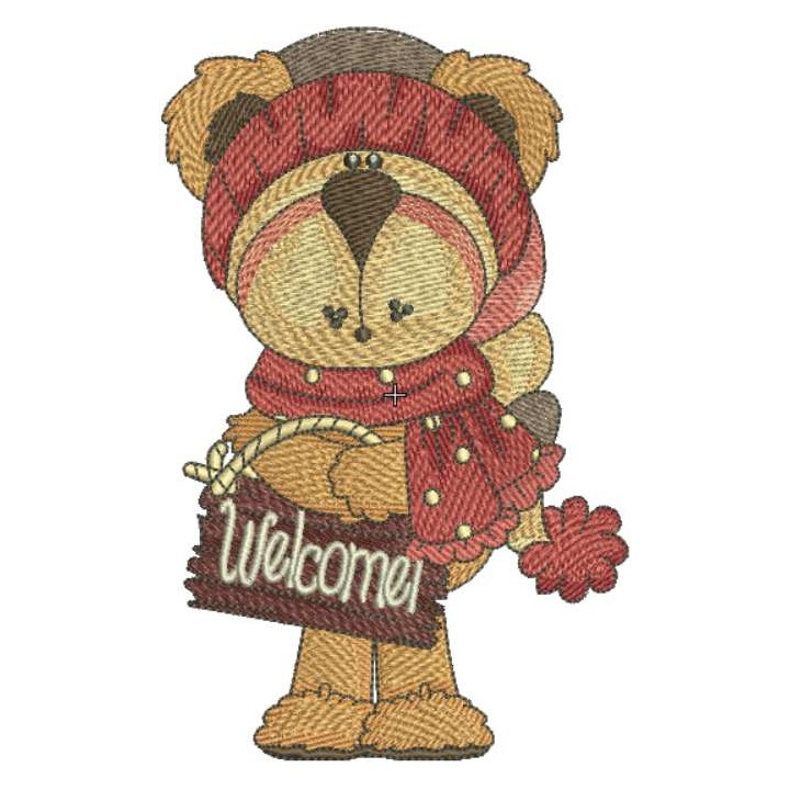 Teddy welcome embroidery design - Embroidery Design