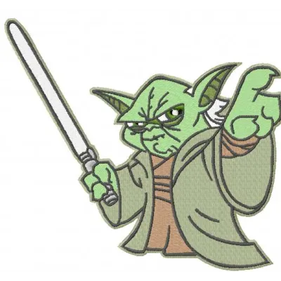 Yoda 7 embroidery design featuring a whimsical depiction of Yoda from Star Wars, ideal for various stitching projects.