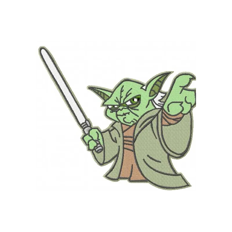 Yoda 7 embroidery design featuring a whimsical depiction of Yoda from Star Wars, ideal for various stitching projects.