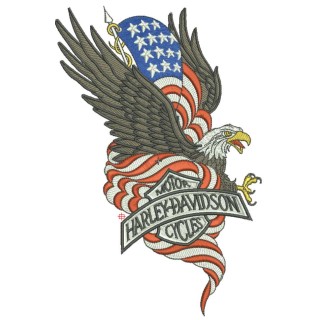Harley Davidson Patriotic logo 4 embroidery design - Embroidery Design