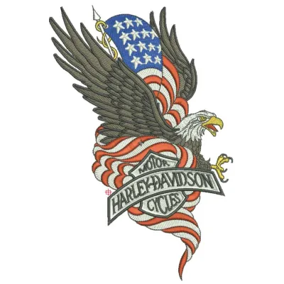 Harley Davidson Patriotic logo 4 embroidery design showcasing a detailed stitched motif for auto and moto enthusiasts.