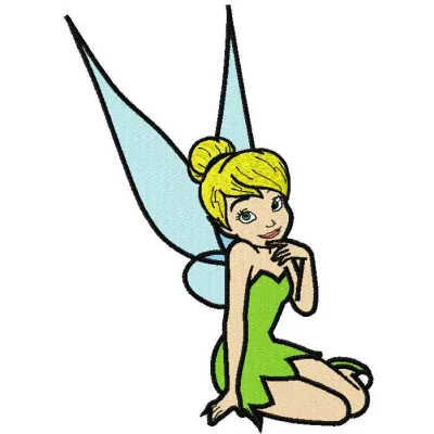 Preview of Tinkerbell 28 embroidery design featuring a whimsical fairy motif, ideal for various fabric projects.