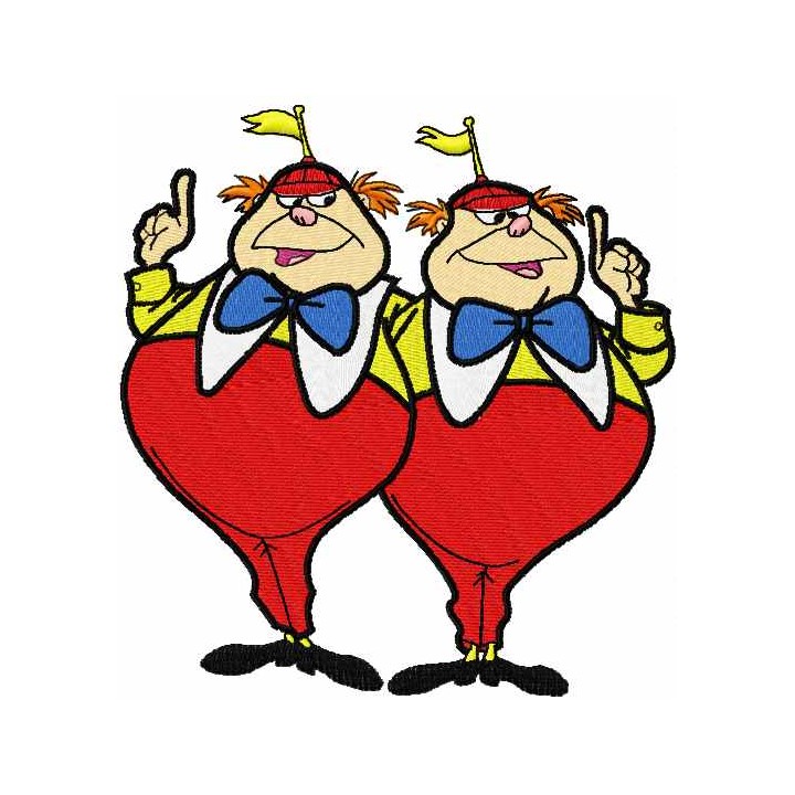 Tweedledee and Tweedledum embroidery design - Embroidery Design