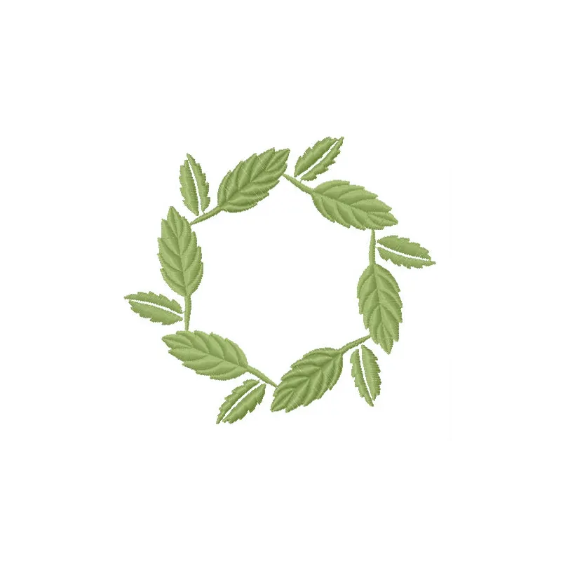 Leaf wreath embroidery design showcasing intricate floral motifs for creative stitching projects.