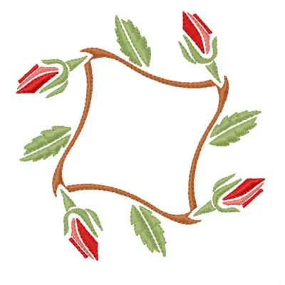 Rose wreath embroidery design featuring delicate floral motifs, perfect for embellishing home textiles and apparel.