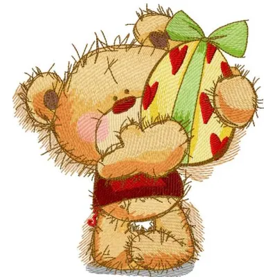 Teddy Bear Easter egg 4 embroidery design featuring a cute bear with colorful eggs, ideal for festive projects.