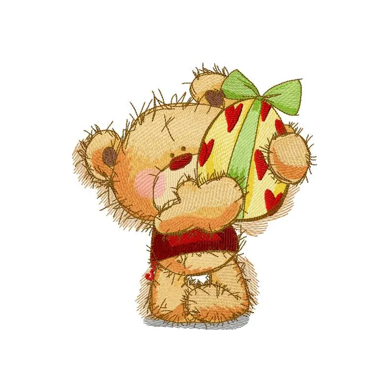 Teddy Bear Easter egg 4 embroidery design featuring a cute bear with colorful eggs, ideal for festive projects.