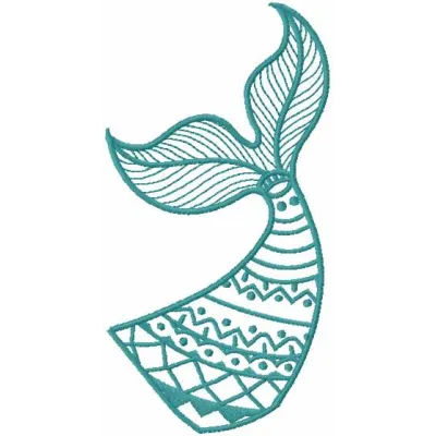 Fish tale one color embroidery design showcasing a unique stitched motif for FSL and decoration projects.