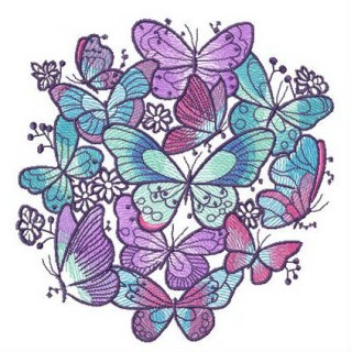 Blue and violet butterflies embroidery design - Embroidery Design