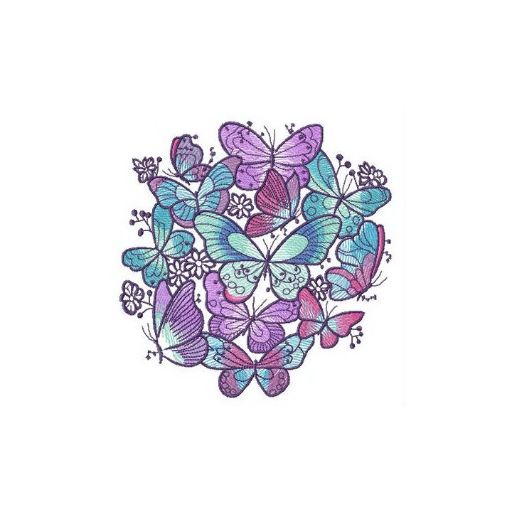 Blue and violet butterflies embroidery design - Embroidery Design