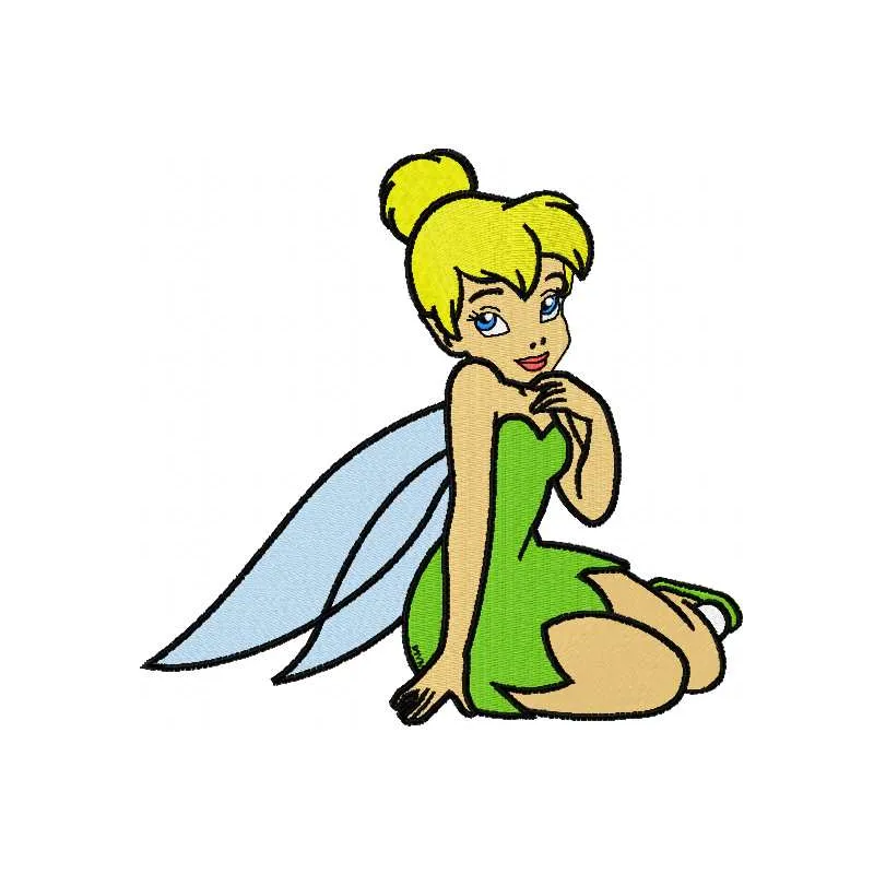 Tinkerbell look embroidery design featuring a whimsical fairy motif, ideal for embellishing apparel and accessories.