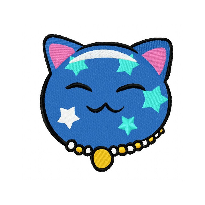 Maneki Neko star kitty 3 embroidery design - Embroidery Design