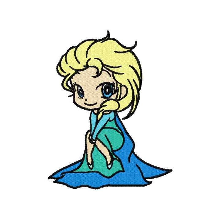 Elsa Frozen chibi 2 embroidery design - Embroidery Design