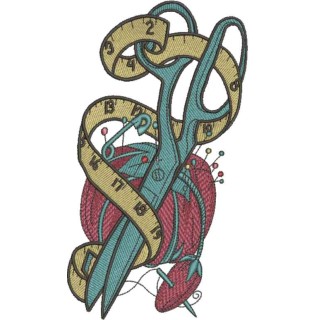 Scissors and needle bar embroidery design - Embroidery Design